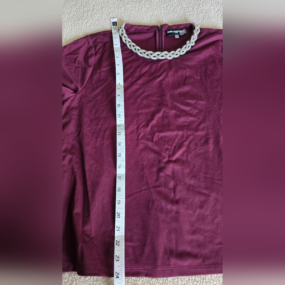 NWT Karl Lagerfeld Paris Women's Embellished Scoop Neck Top size Large - Picture 9 of 9